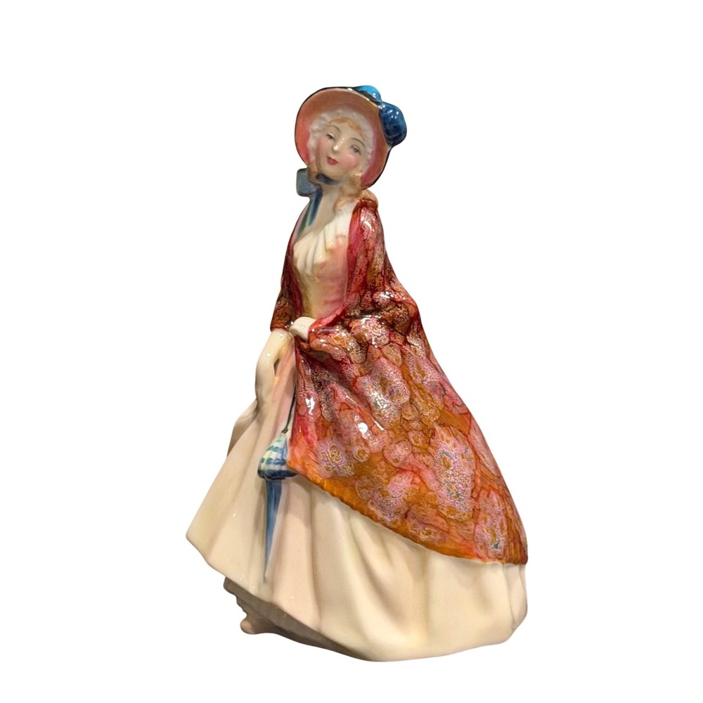 Royal Doulton Figurine Paisley Shawl HN 1988 Red Orange 1940s Bone China
